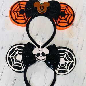 Halloween Spiderweb Mickey Ear Headband - Black & Orange